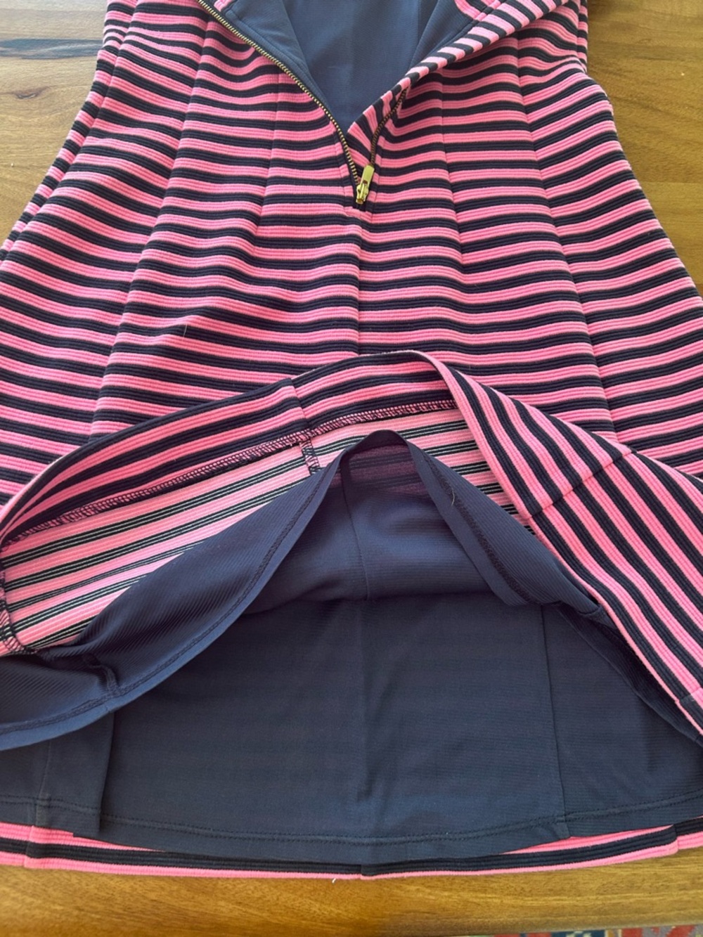 Lilly Pulitzer Pink & Navy Striped Sleeveless Dress w/ V-Notch Neck - Size XS - Picture 7 of 8